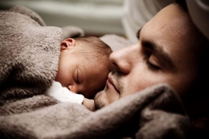 Baby first nap with dad