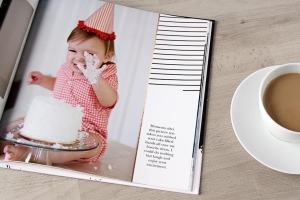 Baby photo book first birthday idea