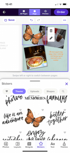 Mixbook Stickers on Mobile