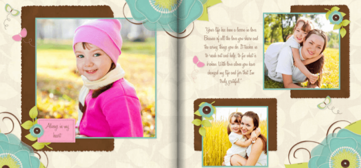 Photos, Text, and Embellishments for Mother's Day Photo Books