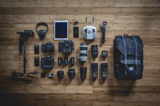 Photo equipment for travel photography